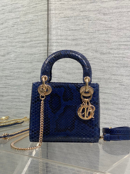 CD Mini Lady Dior Bag 17cm Navy Snakeskin Leather GHW 159999