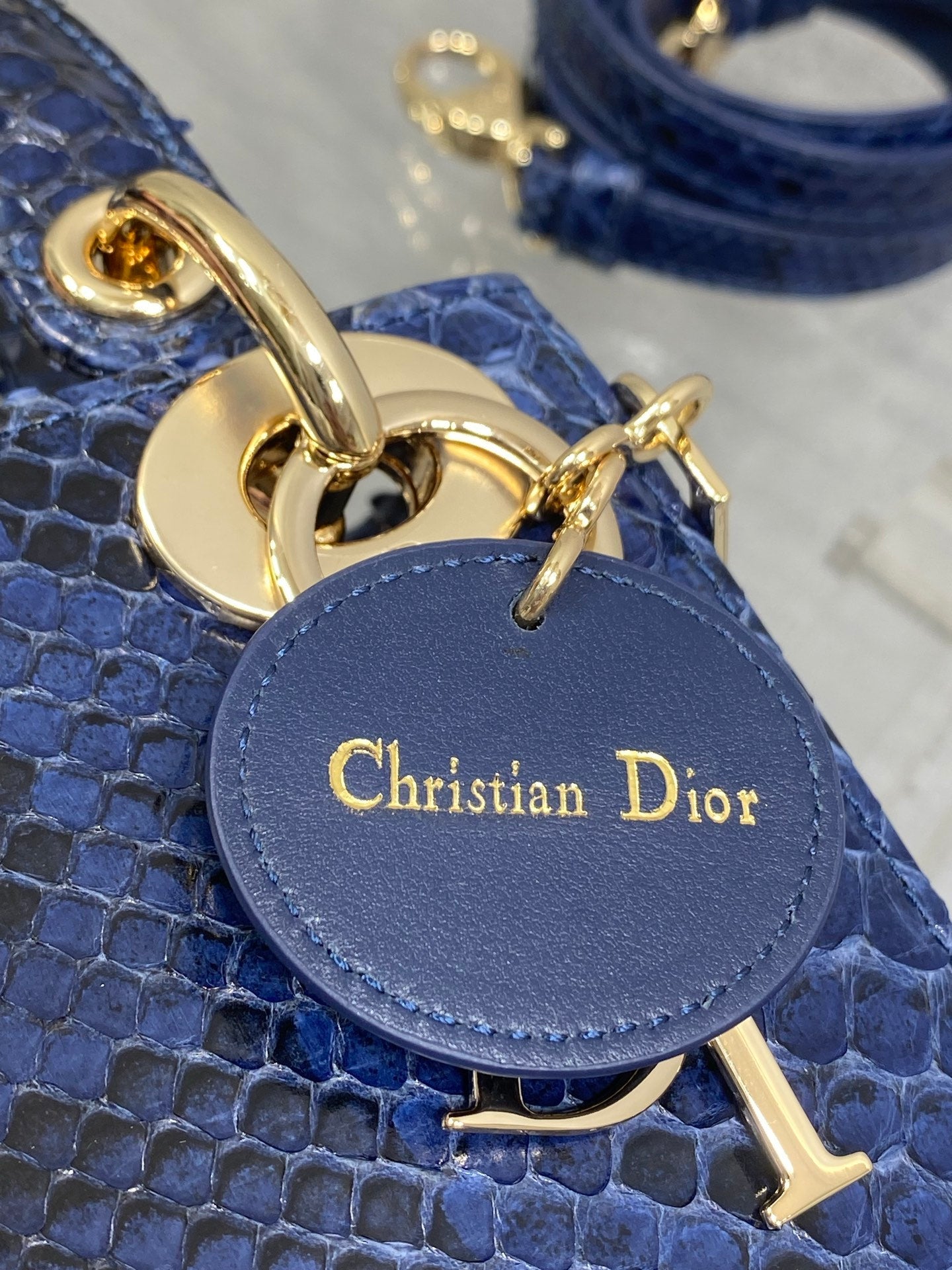 CD Mini Lady Dior Bag 17cm Navy Snakeskin Leather GHW 159999
