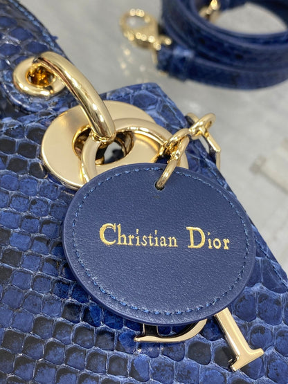 CD Mini Lady Dior Bag 17cm Navy Snakeskin Leather GHW 159999
