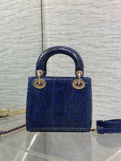 CD Mini Lady Dior Bag 17cm Navy Snakeskin Leather GHW 159999