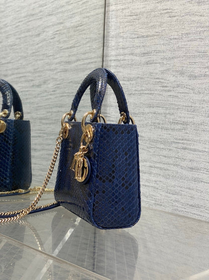 CD Mini Lady Dior Bag 17cm Navy Snakeskin Leather GHW 159999