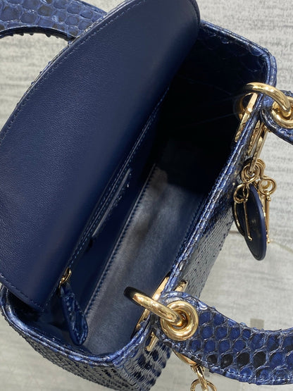CD Mini Lady Dior Bag 17cm Navy Snakeskin Leather GHW 159999