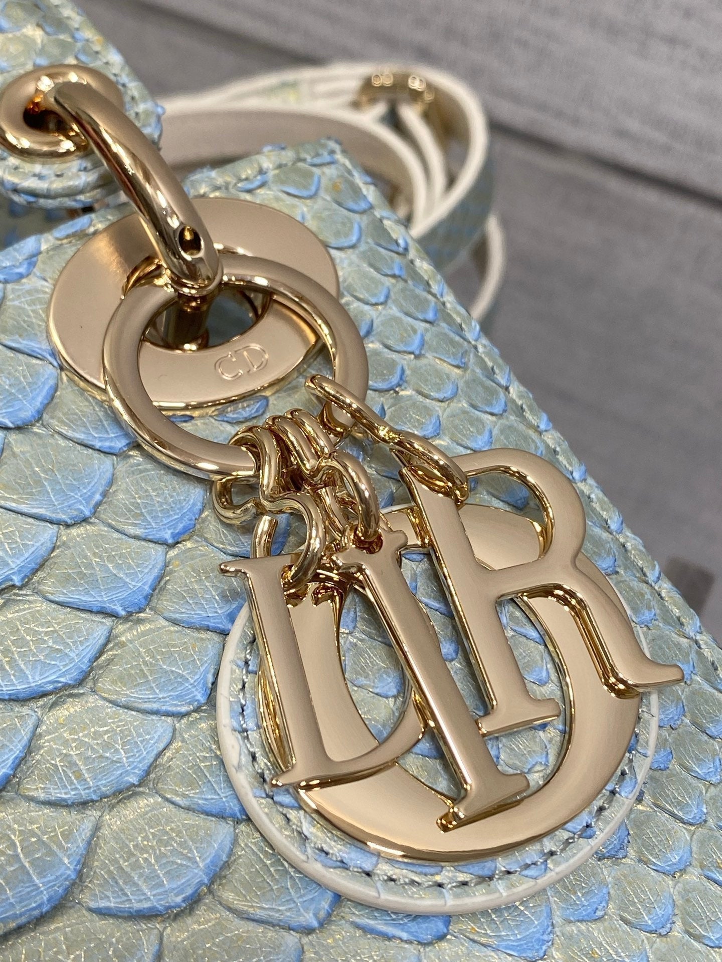 CD Mini Lady Dior Bag 17cm Blue Snakeskin Leather GHW 159996