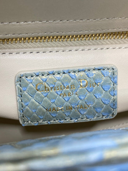 CD Mini Lady Dior Bag 17cm Blue Snakeskin Leather GHW 159996