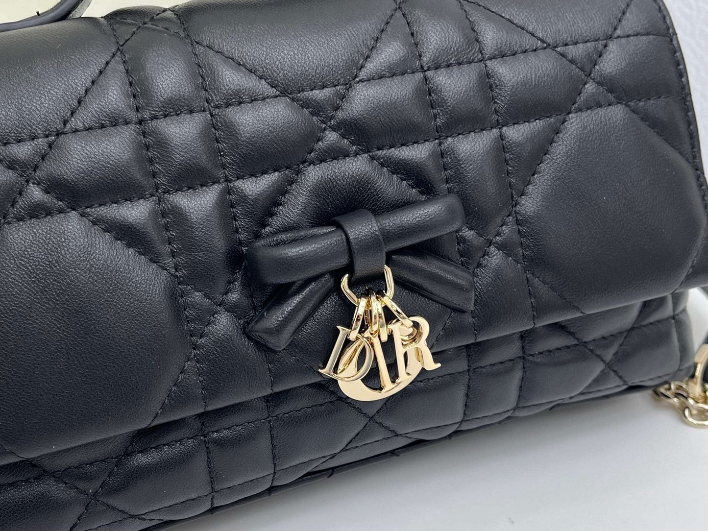 CD My Tender Top Handle Mini Bag 21cm Black Macrocannage Leather 159481