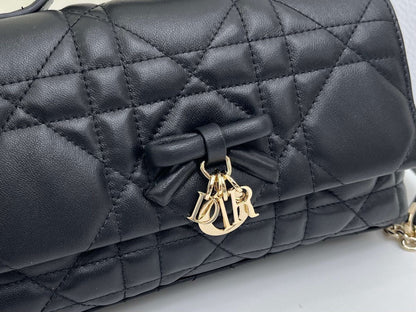 CD My Tender Top Handle Mini Bag 21cm Black Macrocannage Leather 159481