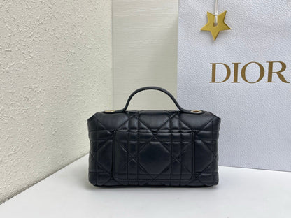 CD My Tender Top Handle Mini Bag 21cm Black Macrocannage Leather 159481