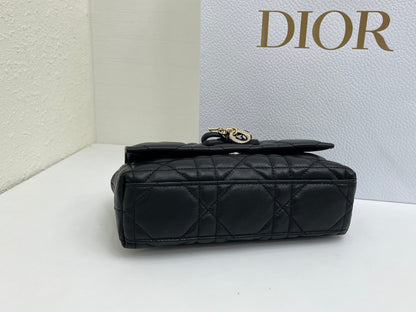 CD My Tender Top Handle Mini Bag 21cm Black Macrocannage Leather 159481