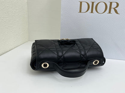 CD My Tender Top Handle Mini Bag 21cm Black Macrocannage Leather 159481