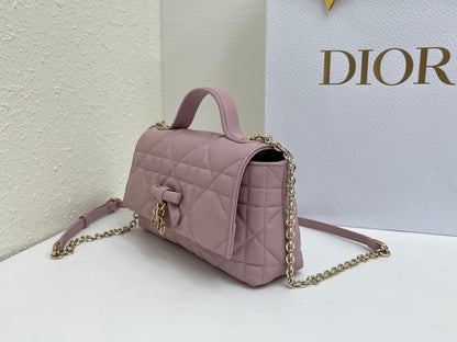 CD My Tender Top Handle Mini Bag 21cm Dusty Pink Macrocannage Leather 159480