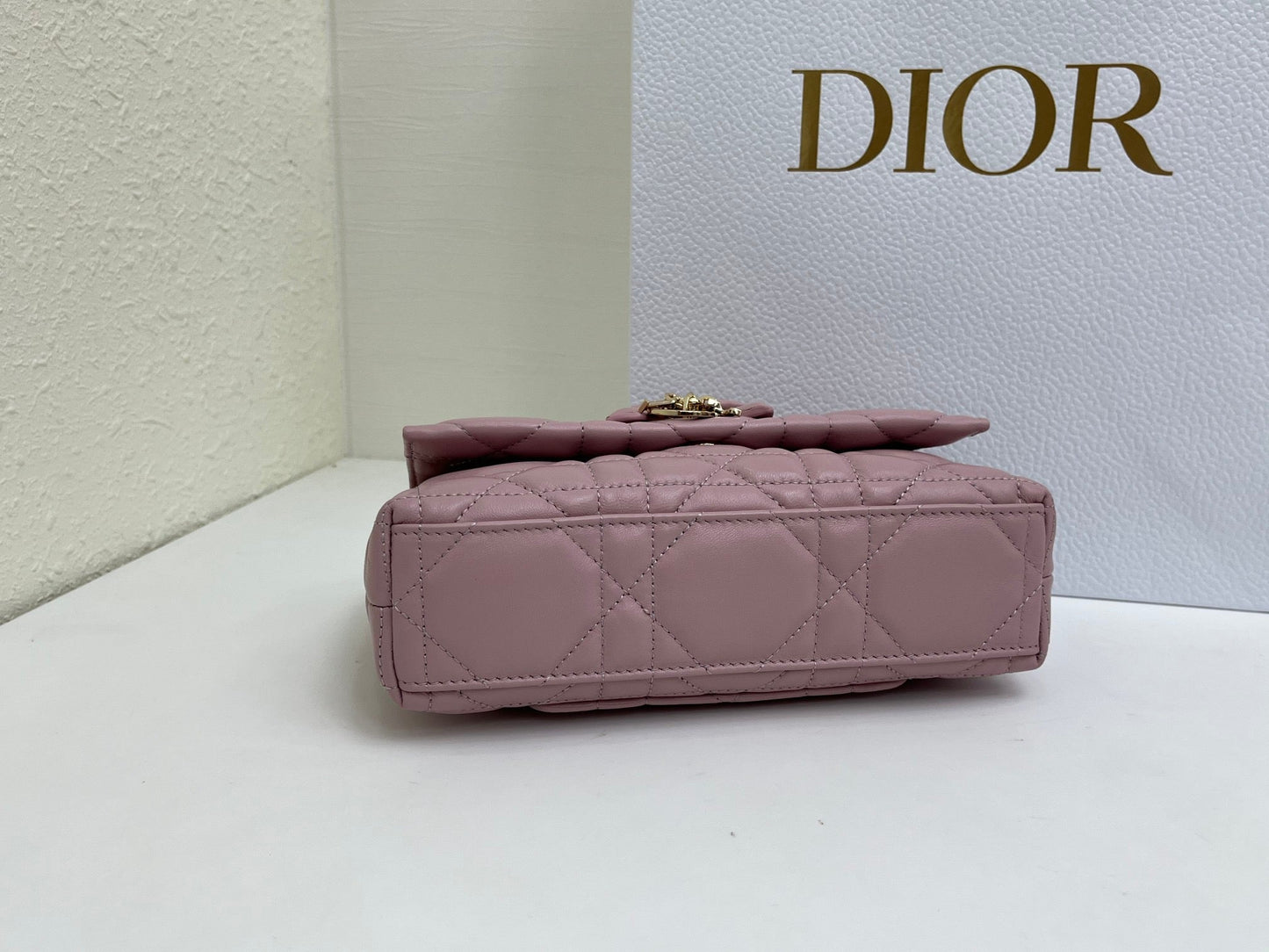 CD My Tender Top Handle Mini Bag 21cm Dusty Pink Macrocannage Leather 159480