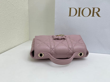 CD My Tender Top Handle Mini Bag 21cm Dusty Pink Macrocannage Leather 159480