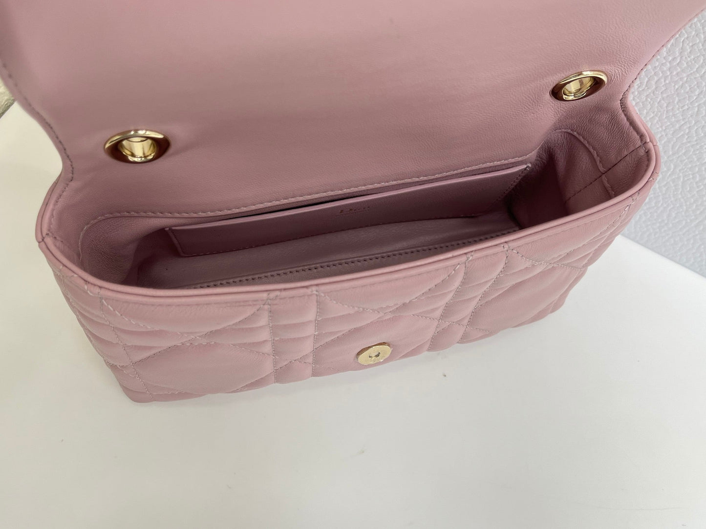 CD My Tender Top Handle Mini Bag 21cm Dusty Pink Macrocannage Leather 159480