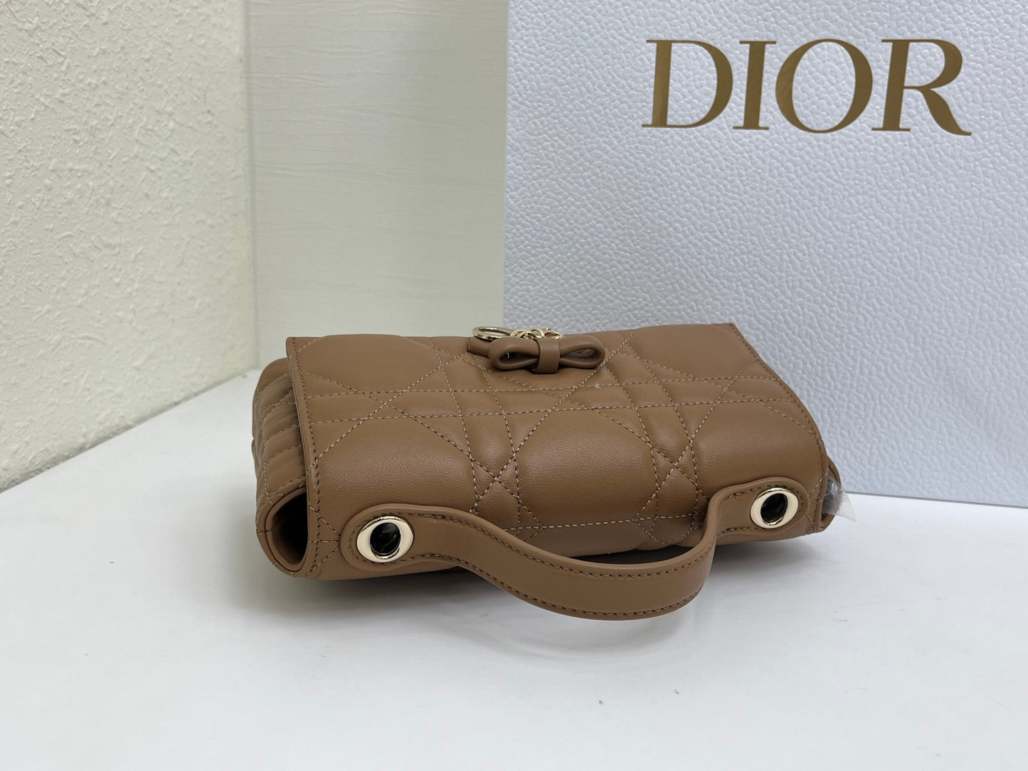 CD My Tender Top Handle Mini Bag 21cm Brown Macrocannage Leather 159479