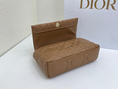 CD My Tender Top Handle Mini Bag 21cm Brown Macrocannage Leather 159479