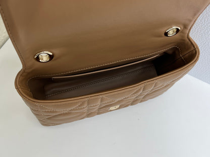 CD My Tender Top Handle Mini Bag 21cm Brown Macrocannage Leather 159479