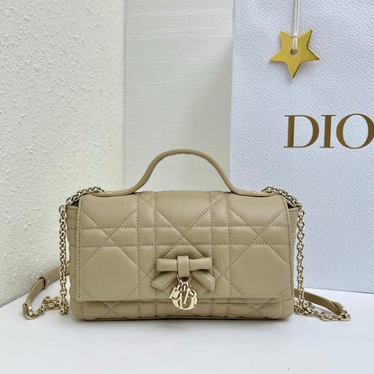 CD My Tender Top Handle Mini Bag 21cm Light Beige Macrocannage Leather 159478