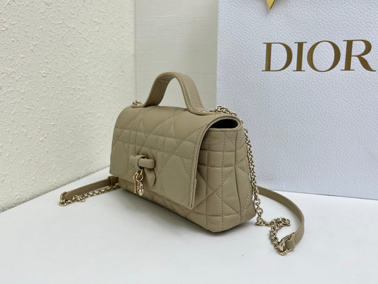 CD My Tender Top Handle Mini Bag 21cm Light Beige Macrocannage Leather 159478