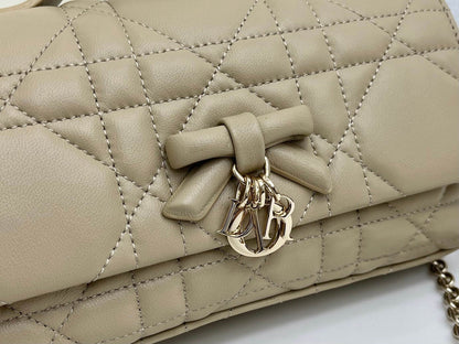 CD My Tender Top Handle Mini Bag 21cm Light Beige Macrocannage Leather 159478