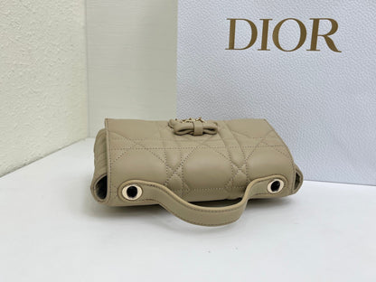CD My Tender Top Handle Mini Bag 21cm Light Beige Macrocannage Leather 159478