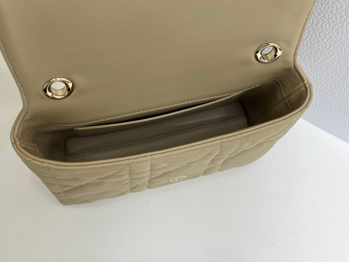 CD My Tender Top Handle Mini Bag 21cm Light Beige Macrocannage Leather 159478