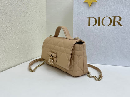 CD My Tender Top Handle Mini Bag 21cm Beige Macrocannage Leather 159477