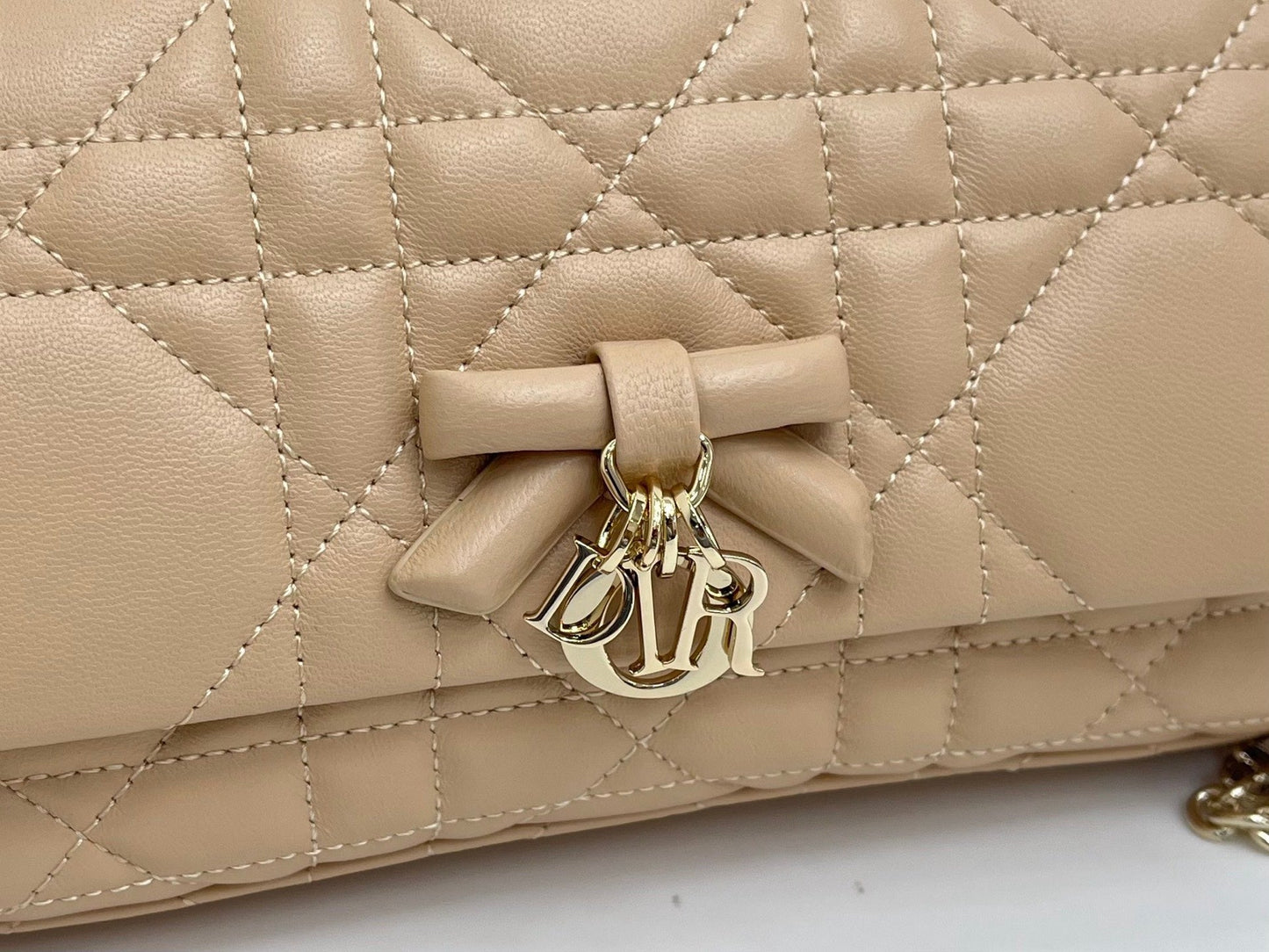 CD My Tender Top Handle Mini Bag 21cm Beige Macrocannage Leather 159477