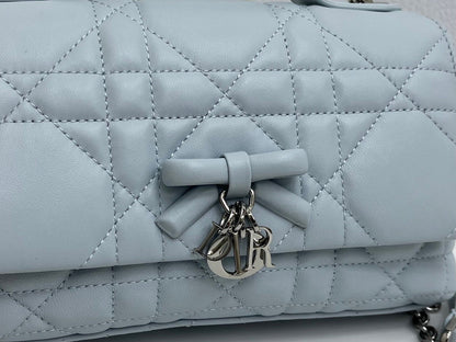 CD My Tender Top Handle Mini Bag 21cm Blue Macrocannage Leather 159476