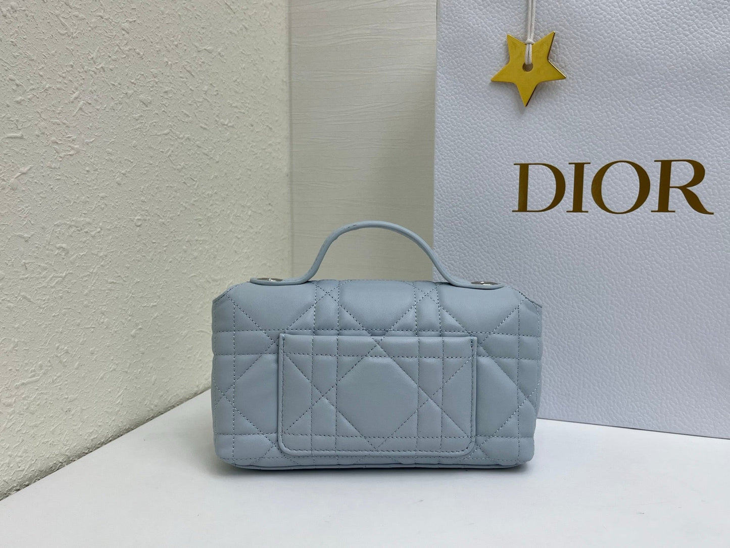 CD My Tender Top Handle Mini Bag 21cm Blue Macrocannage Leather 159476