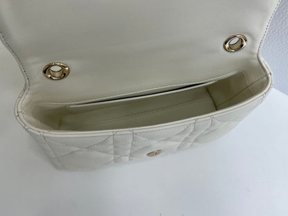 CD My Tender Top Handle Mini Bag 21cm White Macrocannage Leather 159475