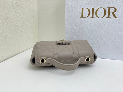 CD My Tender Top Handle Mini Bag 21cm Light Grey Macrocannage Leather 159473