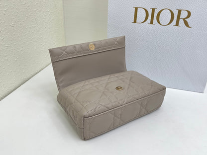 CD My Tender Top Handle Mini Bag 21cm Light Grey Macrocannage Leather 159473