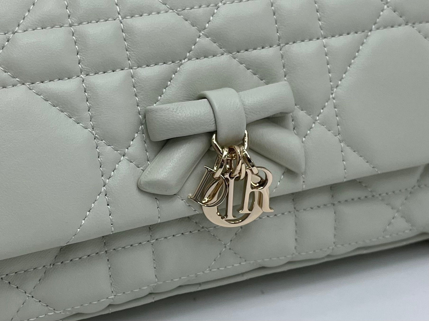 CD My Tender Top Handle Mini Bag 21cm Mint Green Macrocannage Leather 159472