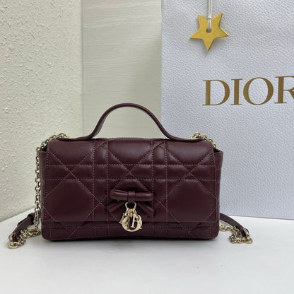 CD My Tender Top Handle Burgundy 21cm Burgundy Macrocannage Leather 159471