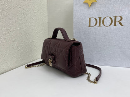 CD My Tender Top Handle Burgundy 21cm Burgundy Macrocannage Leather 159471