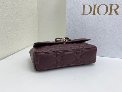 CD My Tender Top Handle Burgundy 21cm Burgundy Macrocannage Leather 159471