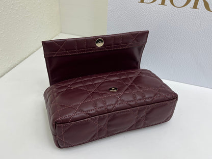 CD My Tender Top Handle Burgundy 21cm Burgundy Macrocannage Leather 159471