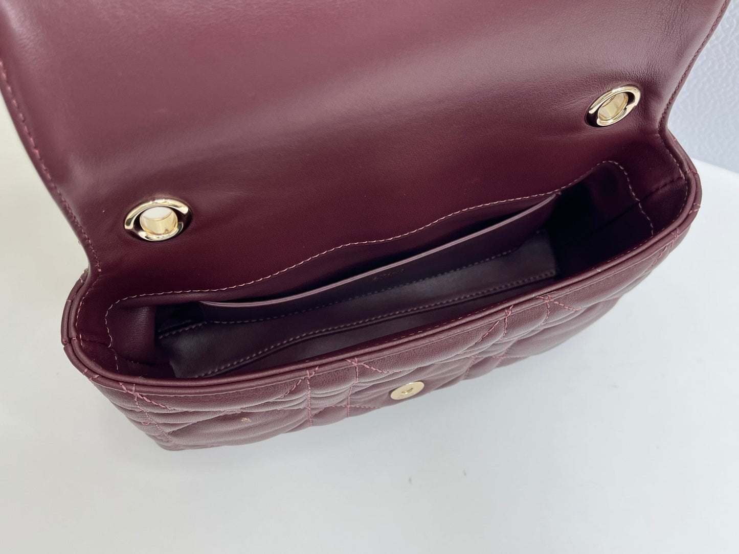 CD My Tender Top Handle Burgundy 21cm Burgundy Macrocannage Leather 159471