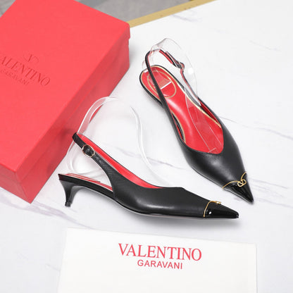 VLTN VLogo Slingback Pumps Black Lambskin Leather 913114