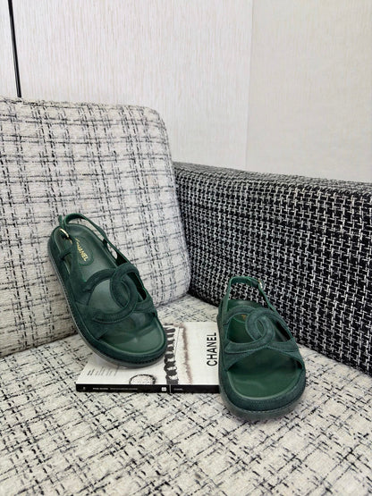 CC Sandals Green Suede Leather 935909