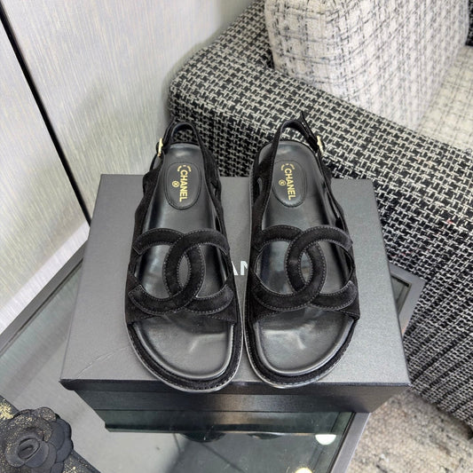 CC Sandals Black Suede Leather 935908