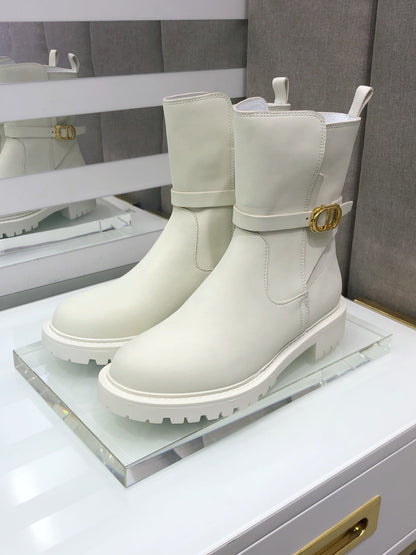 CD Empreinte Ankle Boots 1.5CM Buckle Milky White Leather 965383