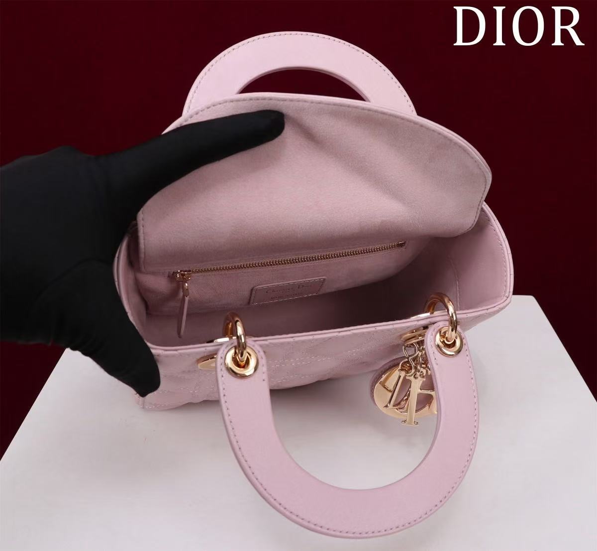 CD Medium Lady Dior 24 Bag Light Pink Lambskin