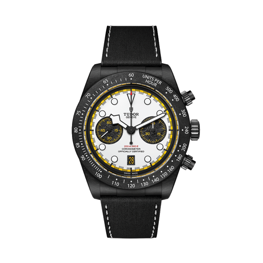Black Bay Chrono "Carbon 26" 42mm - White on Rubber/Leather Strap