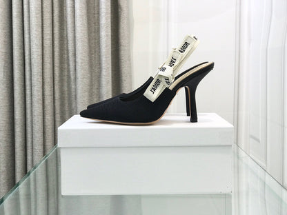 cd slingback pumps 95 black embroidered cotton