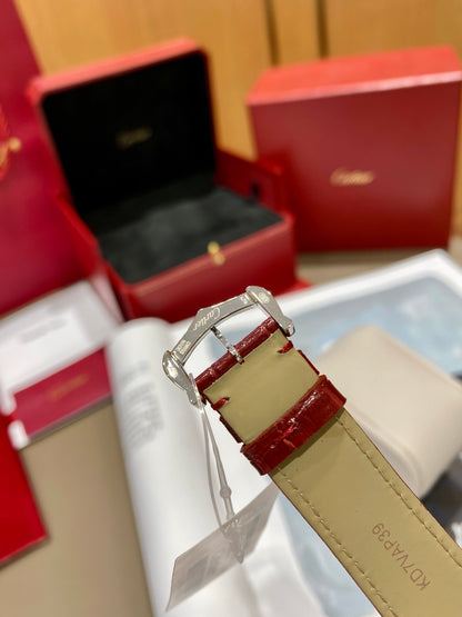 Cartier Tank 25.5mm Quartz Silver Red Dial