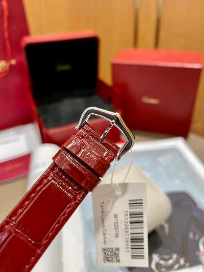 Cartier Tank 25.5mm Quartz Silver Red Dial
