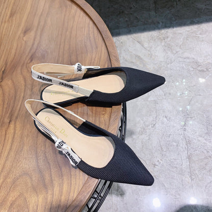 cd slingback flat black embroidery cotton ribbon