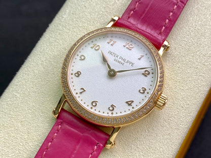 PATEK Calatrava 34.6mm Gold White Dial Leather