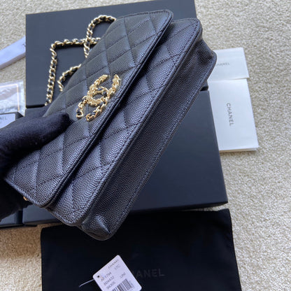 Classic Woc 20cm Black Grained Calfskin Leather CC